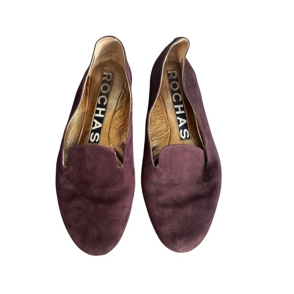 ROCHAS Brown Suede Loafers Flats Size 38.5 - Picture 2 of 11